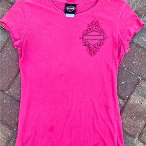 Harley-Davidson Red Fitted Cap Sleeve T-Shirt